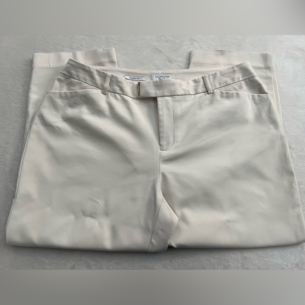 Charter Club Classic Fit Cream Straight-Leg Capri Pants, Size 10